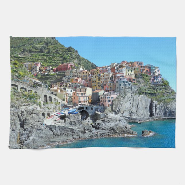 Cinque Terre, Italy Tea Towel (Horizontal)
