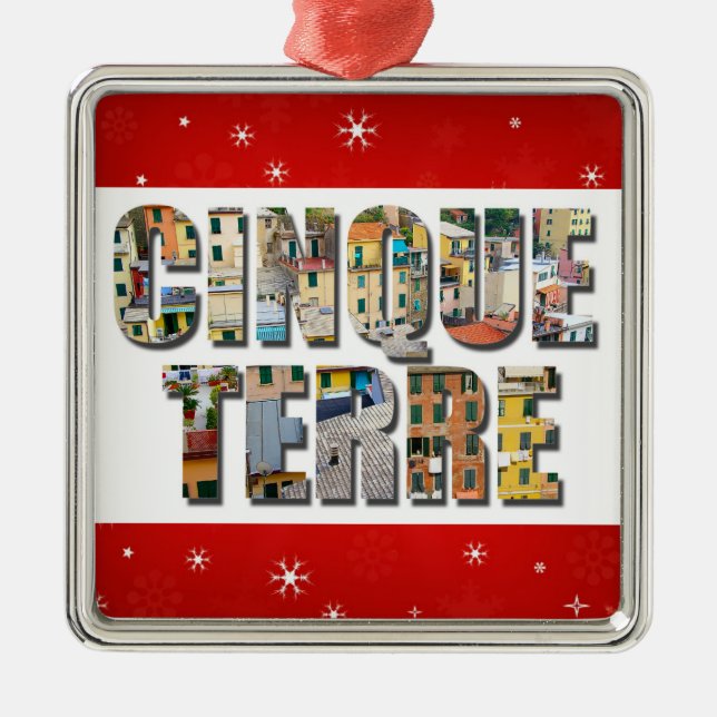 Cinque Terre Italy Travel Photos Metal Tree Decoration (Front)