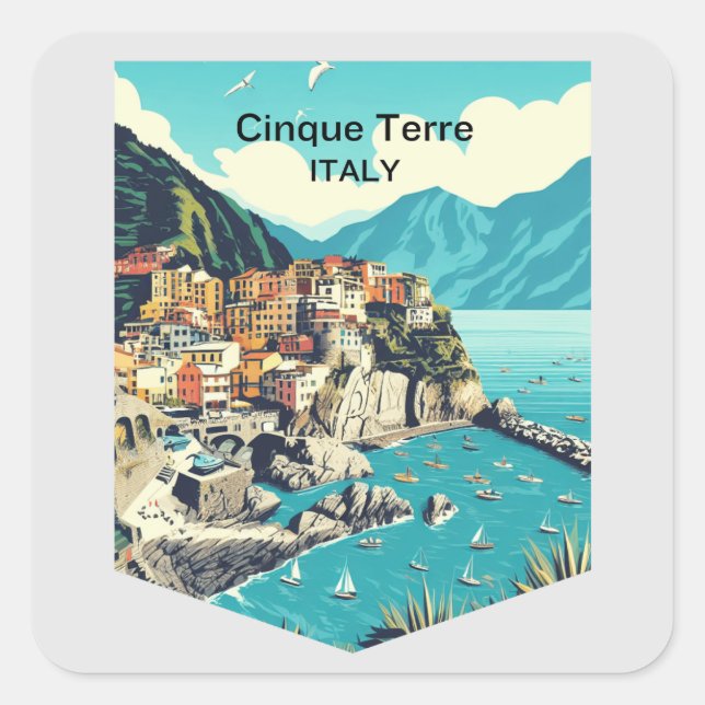 Cinque Terre Italy, Travel Square Sticker (Front)