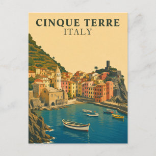 Cinque Terre Italy Vintage Travel Italian Riviera Postcard