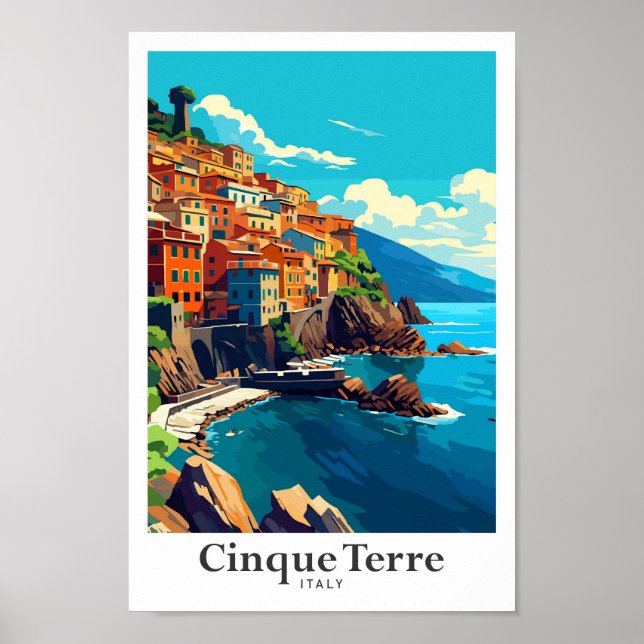 Cinque Terre Italy Vintage Travel Portrait  Poster (Front)