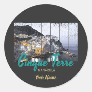 Cinque Terre Manarola Riomaggiore Italian vintage Classic Round Sticker