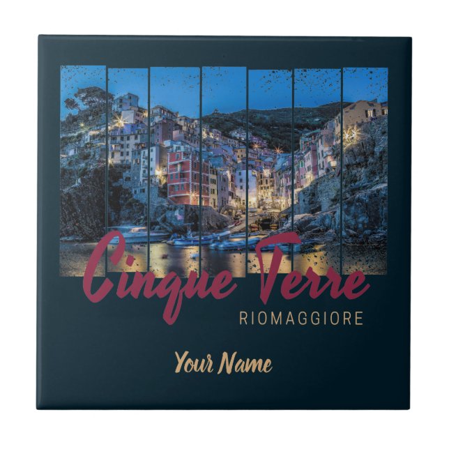 Cinque Terre Riomaggiore Italian Vintage Souvenir Tile (Front)