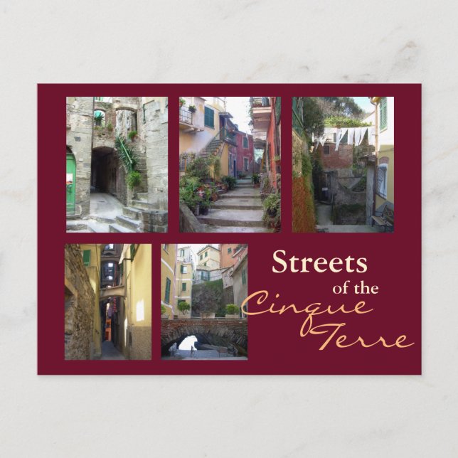 Cinque Terre Street Collage Postcard (Front)