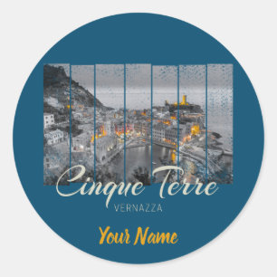 Cinque Terre Vernazza Italy vintage Souvenir Classic Round Sticker