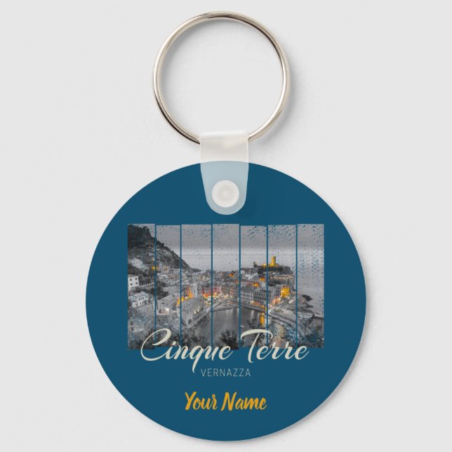 Cinque Terre Vernazza Italy vintage Souvenir Key Ring (Front)