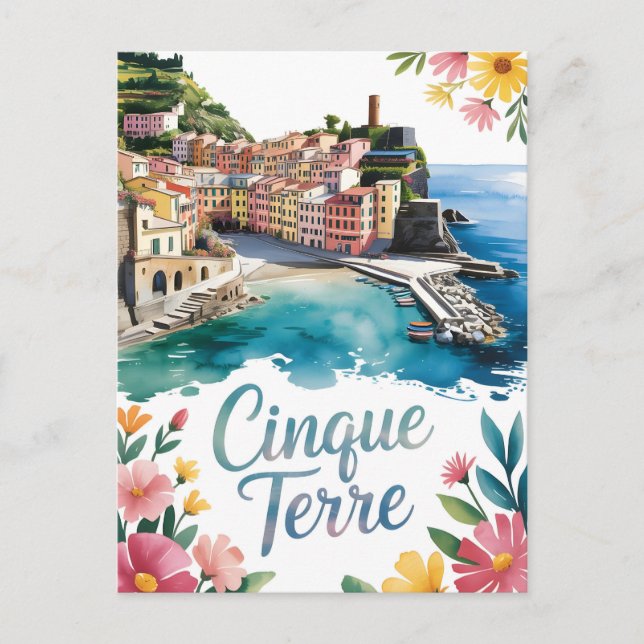 Cinque Terre watercolor Postcard (Front)