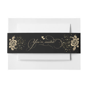 Cintas para invitaciones con rosa invitation belly band