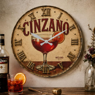 Cinzano Cocktail Vintage Italian Aperitif Bar Large Clock