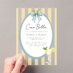 Cio Bella Amalfi Coast Coquette Bow Bridal Shower Acrylic Invitations