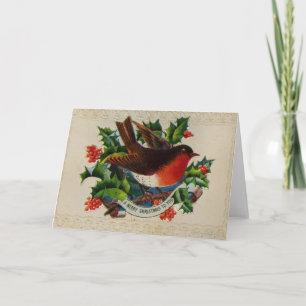 Circa 1900: A traditional Christmas robin Holiday Card