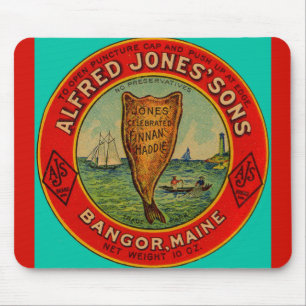 circa 1900 Alfred Jones Sons Finnan Haddie label Mouse Mat