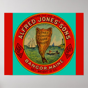 circa 1900 Alfred Jones Sons Finnan Haddie label Poster