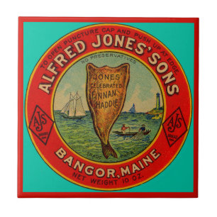 circa 1900 Alfred Jones Sons Finnan Haddie label Tile