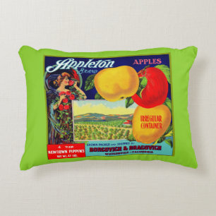 circa 1900 Appleton Apples crate label print Decorative Cushion