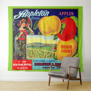 circa 1900 Appleton Apples crate label print Tapestry