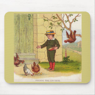 circa 1900 Feeding the Chickens Mouse Mat