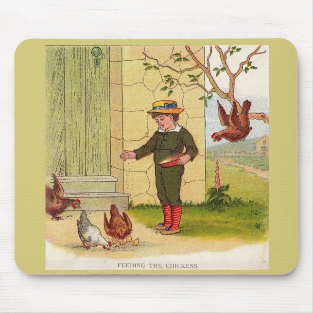 circa 1900 Feeding the Chickens Mouse Mat (Front)