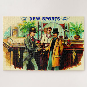 circa 1900 New Sports cigar box label Jigsaw Puzzle