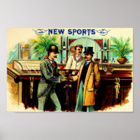 circa 1900 New Sports cigar box label
