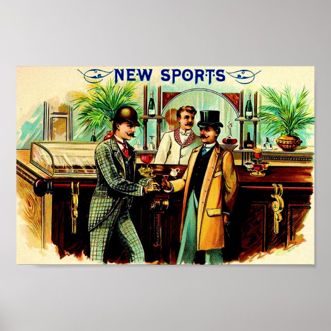 circa 1900 New Sports cigar box label Poster (Front)