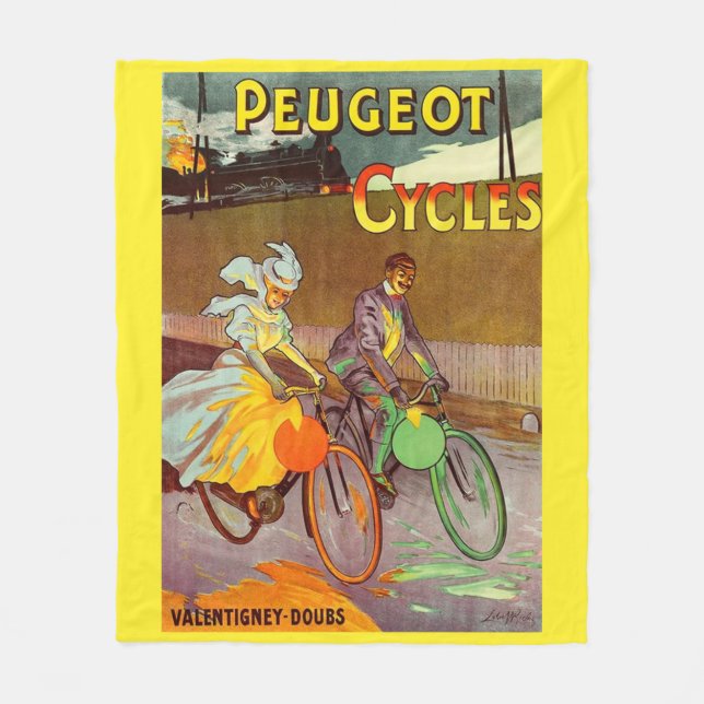  circa 1900 Peugeot bicycles ad Fleece Blanket (Front)