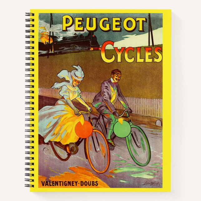 circa 1900 Peugeot bicycles ad Notebook (Front)