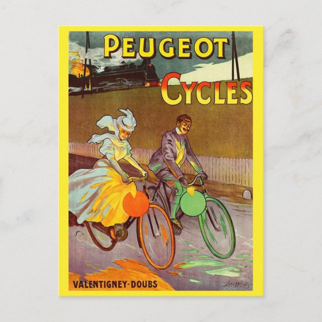 circa 1900 Peugeot bicycles ad Postcard (Front)