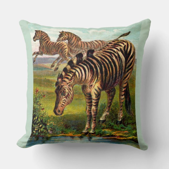 circa 1900 zebras print cushion (Front)