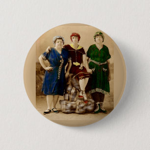 circa 1910 Atlantic City bathing beauties RPPC 6 Cm Round Badge