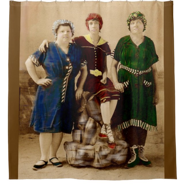 circa 1910 Atlantic City bathing beauties RPPC Shower Curtain (Front)