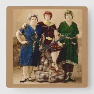 circa 1910 Atlantic City bathing beauties RPPC Square Wall Clock
