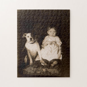 circa 1910 pitbull and baby RPPC Jigsaw Puzzle