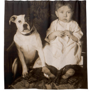circa 1910 pitbull and baby RPPC Shower Curtain