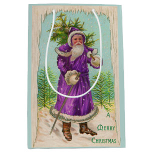 circa 1910 Santa Claus in purple robe Medium Gift Bag