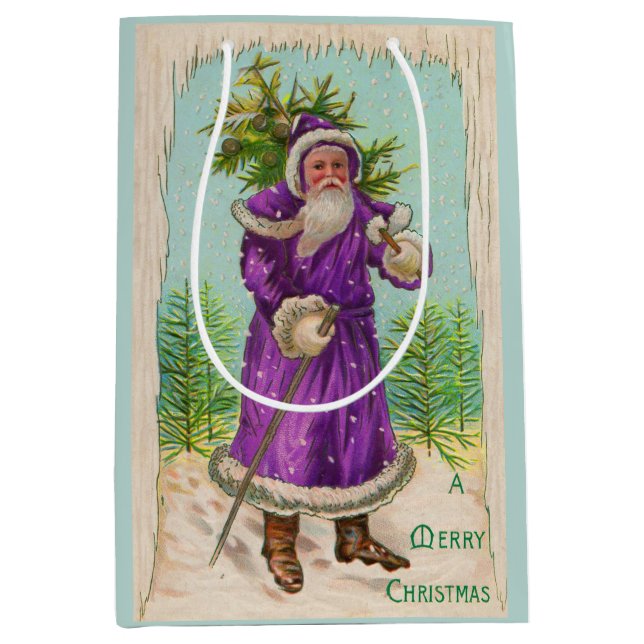 circa 1910 Santa Claus in purple robe Medium Gift Bag (Front)