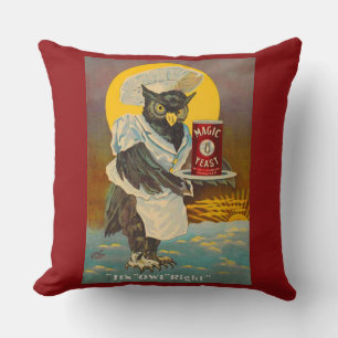 circa 1912 Magic Yeast owl ad print Cushion