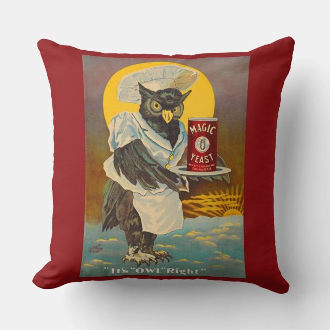 circa 1912 Magic Yeast owl ad print Cushion (Front)