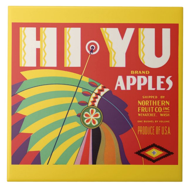 circa 1930 Hi Yu Apples crate label print Tile (Front)