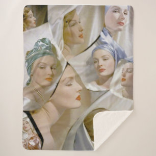 circa 1940 beautiful women print sherpa blanket