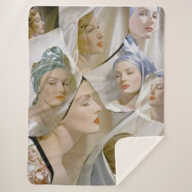 circa 1940 beautiful women print sherpa blanket (Front)