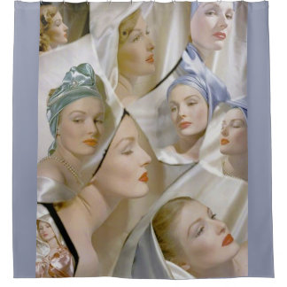 circa 1940 beautiful women print shower curtain
