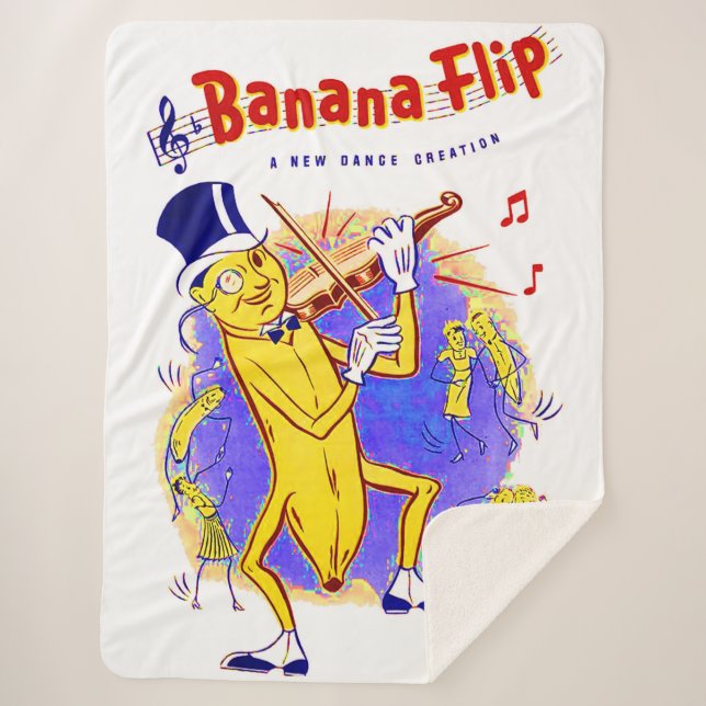circa 1950 Banana Flip sheet music print Sherpa Blanket (Front)