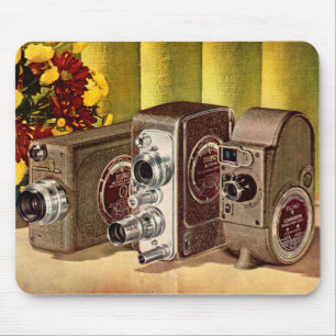circa 1950 home movie cameras ad mouse mat