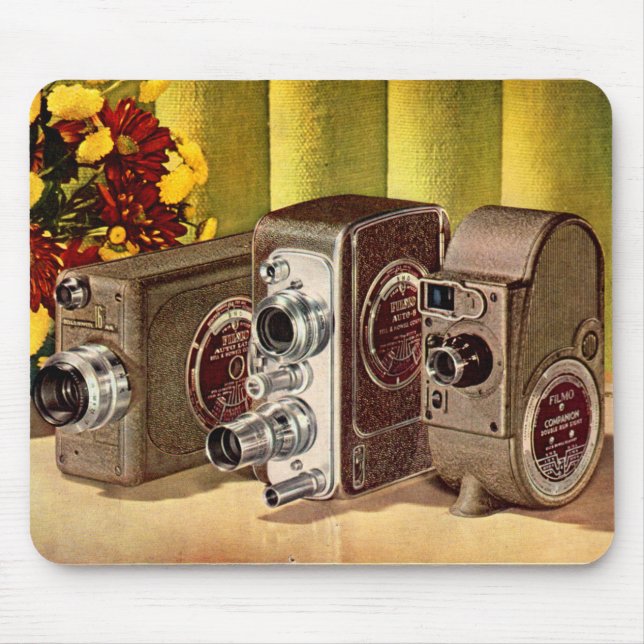 circa 1950 home movie cameras ad mouse mat (Front)