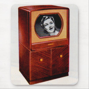 circa 1951 television set singing woman mouse mat