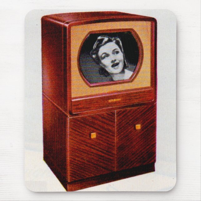 circa 1951 television set singing woman mouse mat (Front)