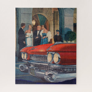 circa 1960 red Cadillac grille Jigsaw Puzzle
