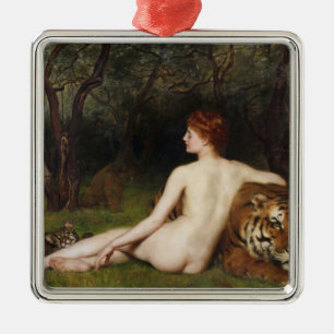 Circe (Goddess and Big Bad Cats) (by John Collier) Metal Tree Decoration