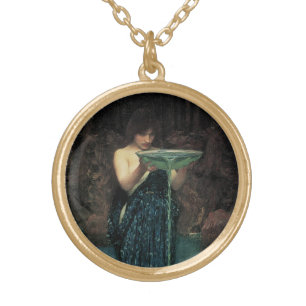 Circe Invidiosa by John William Waterhouse Gold Plated Necklace